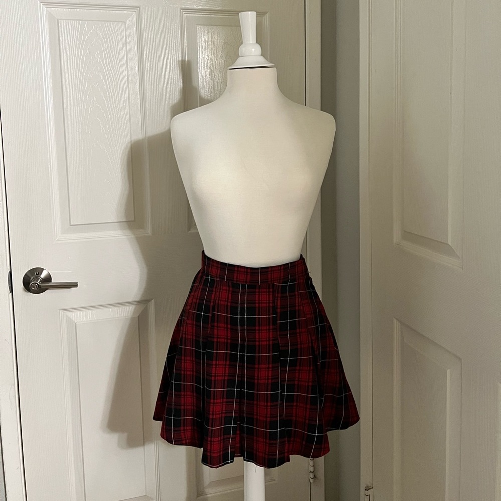 Red and Black Plaid Skirt